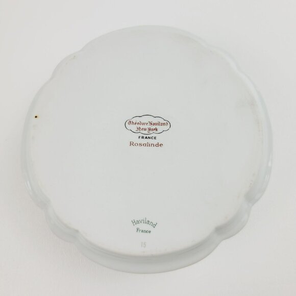 Vintage Haviland France Handled Candle Holder, Rosalinde Pink Floral & Gold Trim - Picture 8 of 11